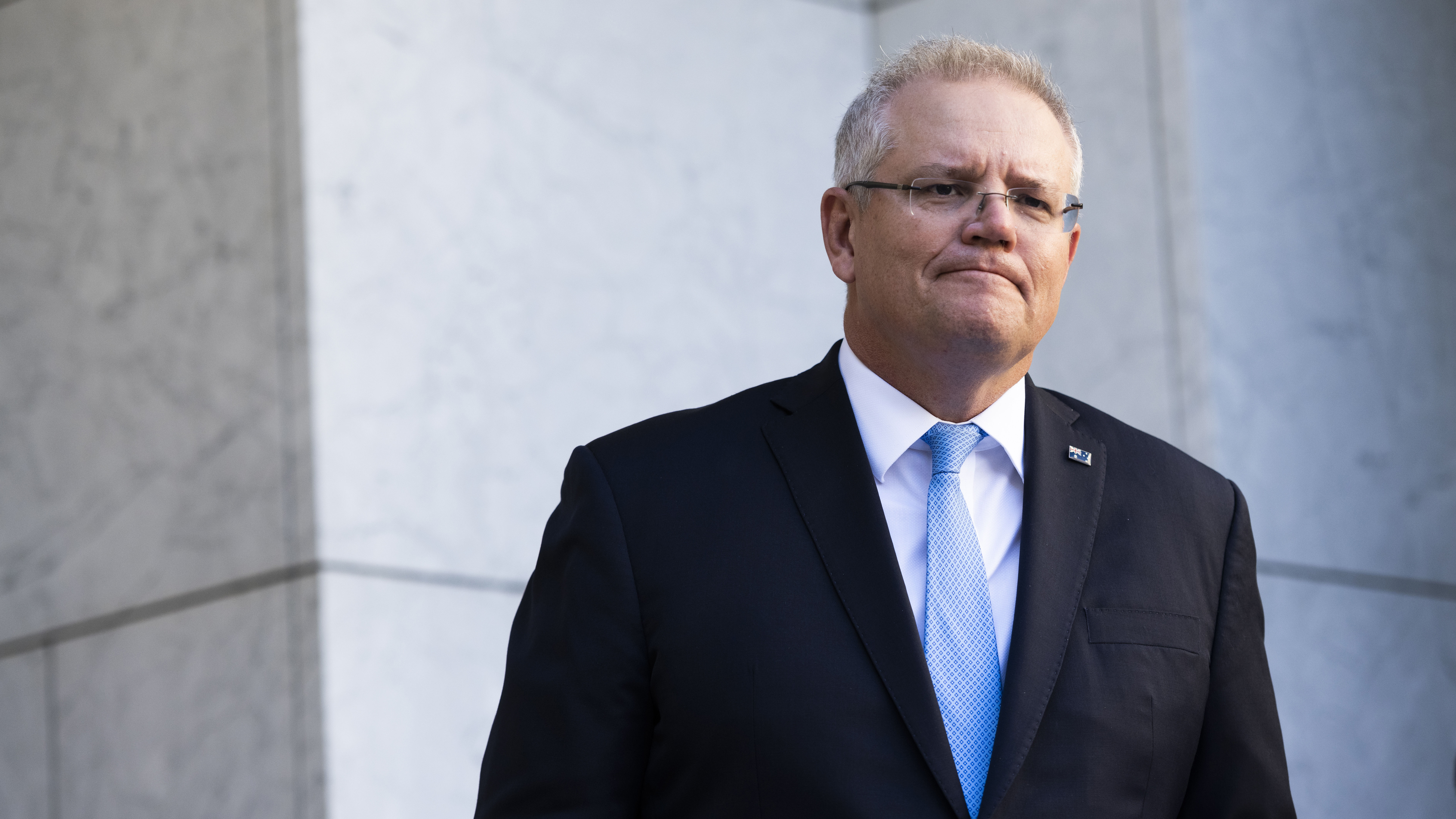 Australian Prime Minister Scott Morrison speaks during a press conference in Canberra, Australia, on May 15.