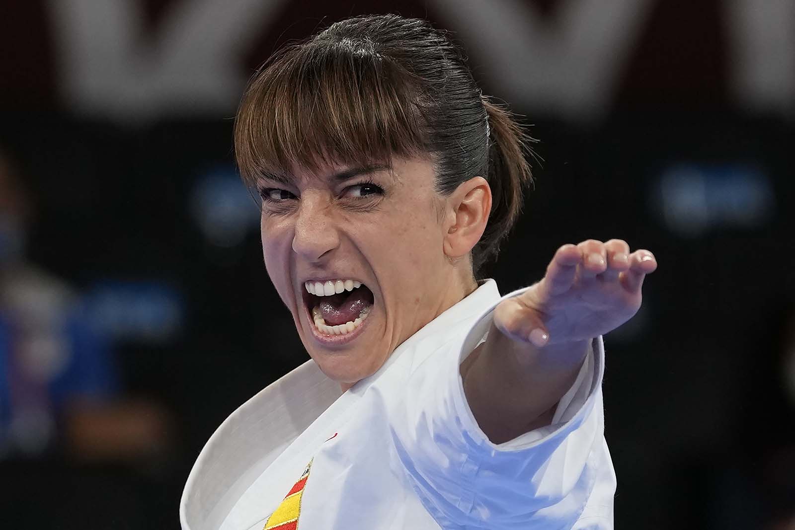 Sandra Sánchez of Spain competes in the ranking round of the women's kata on Thursday.