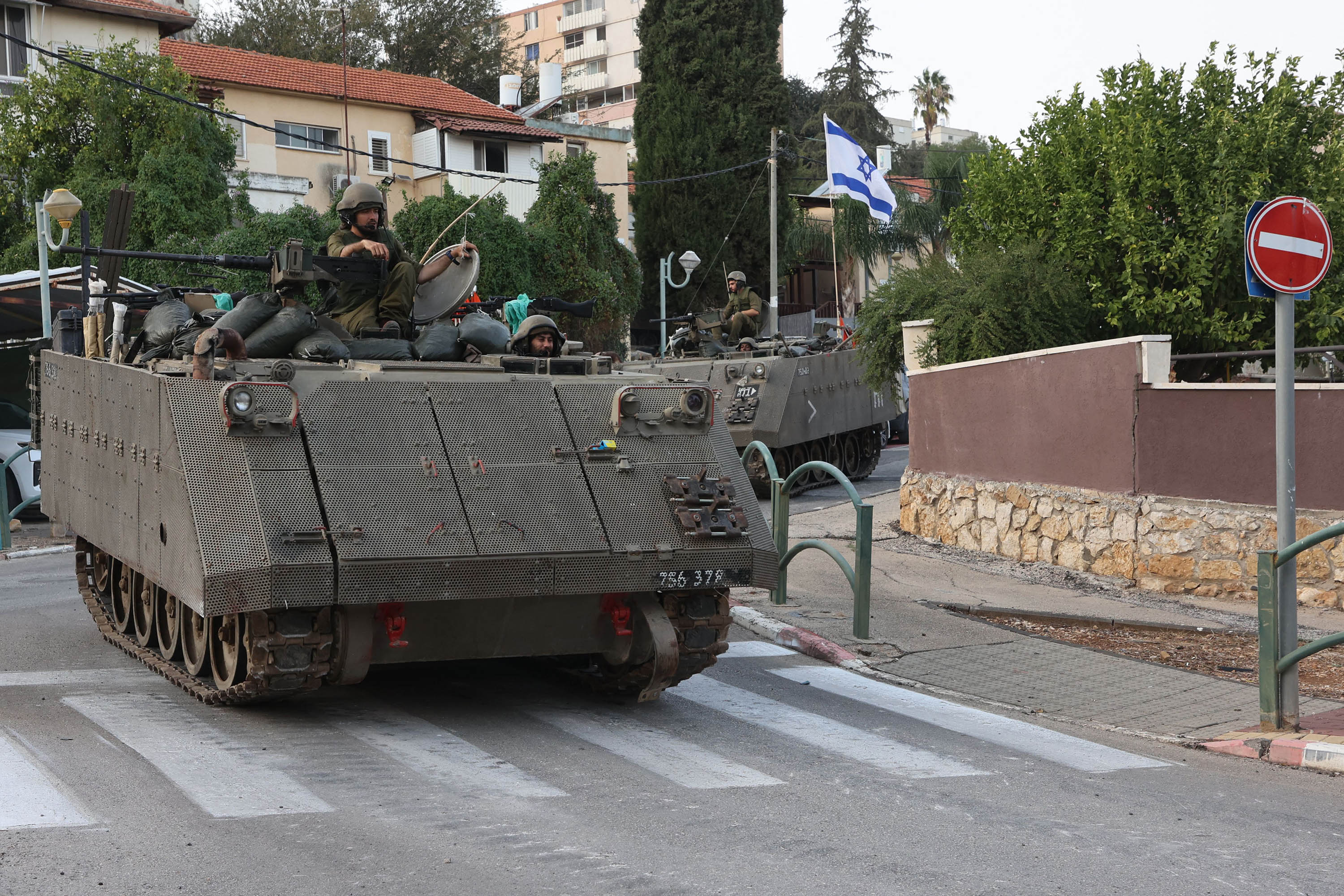 Israeli soldiers patrol an area near Israel's northern border with Lebanon on October 23. 