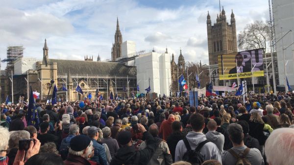 A number of anti-Brexit campaigners will address the crowd in Parliament Square.