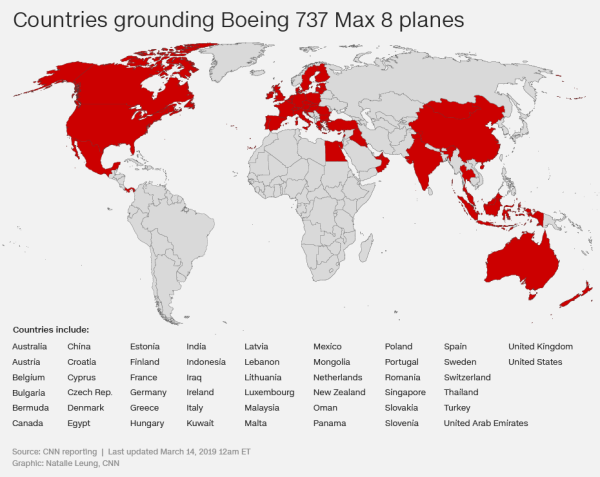 50 countries have now banned or grounded Boeing Max 8 planes – CYGLOBE