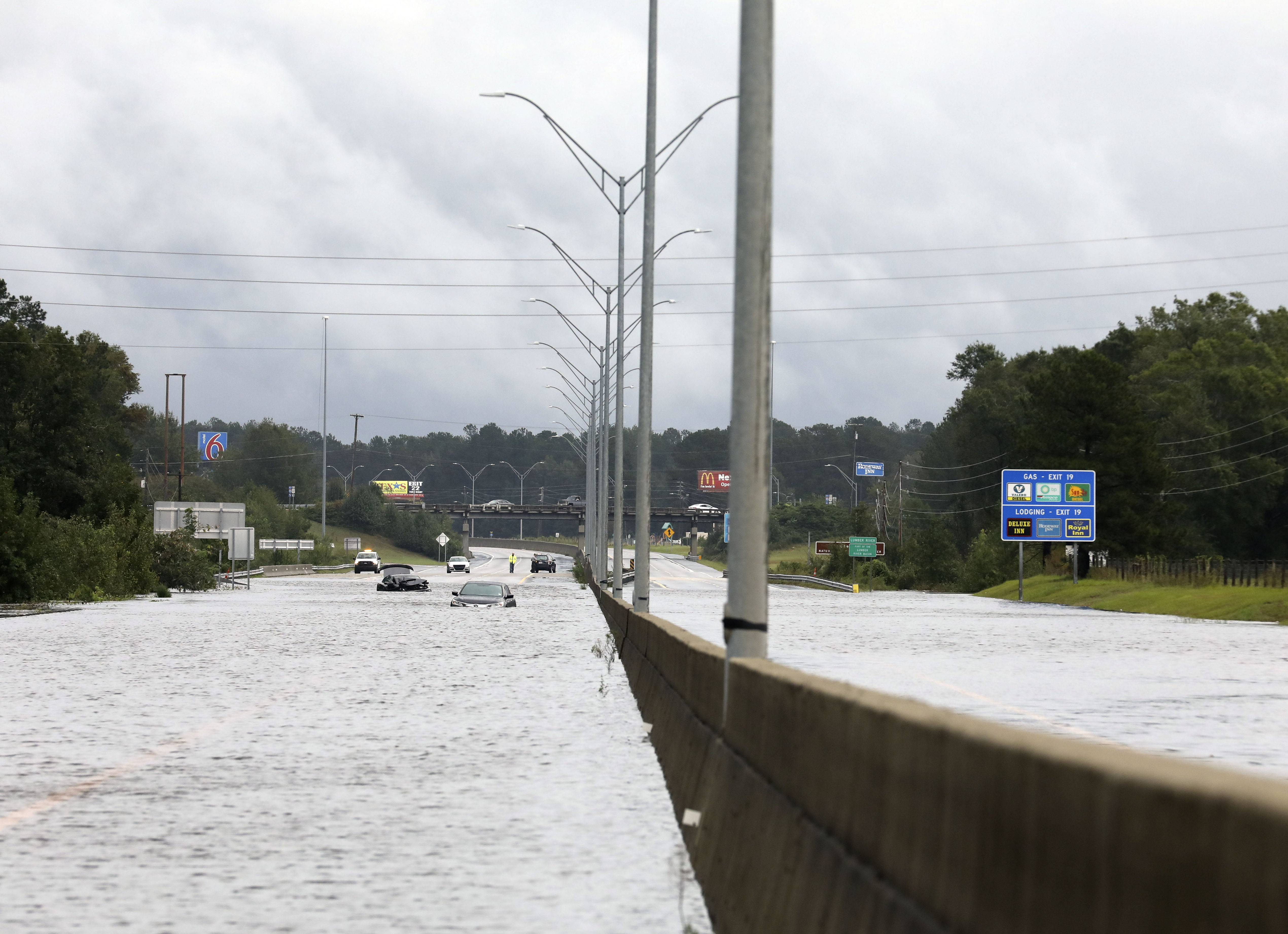 Flooding is seen near Interstate Highway 95 in Lumberton, North Carolina, on Sunday. 