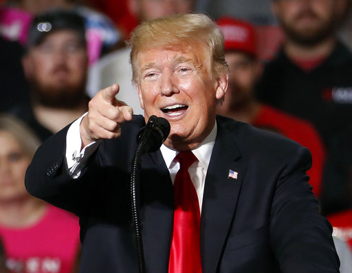 President Trump speaks at a campaign rally Friday, Oct. 19, 2018, in Mesa, Arizona.