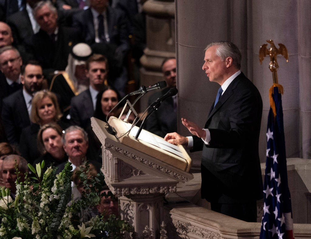 Presidential historian Jon Meacham delivers a eulogy at the state funeral service of former President George H.W. Bush on Dec. 5, 2018 in Washington, DC. 