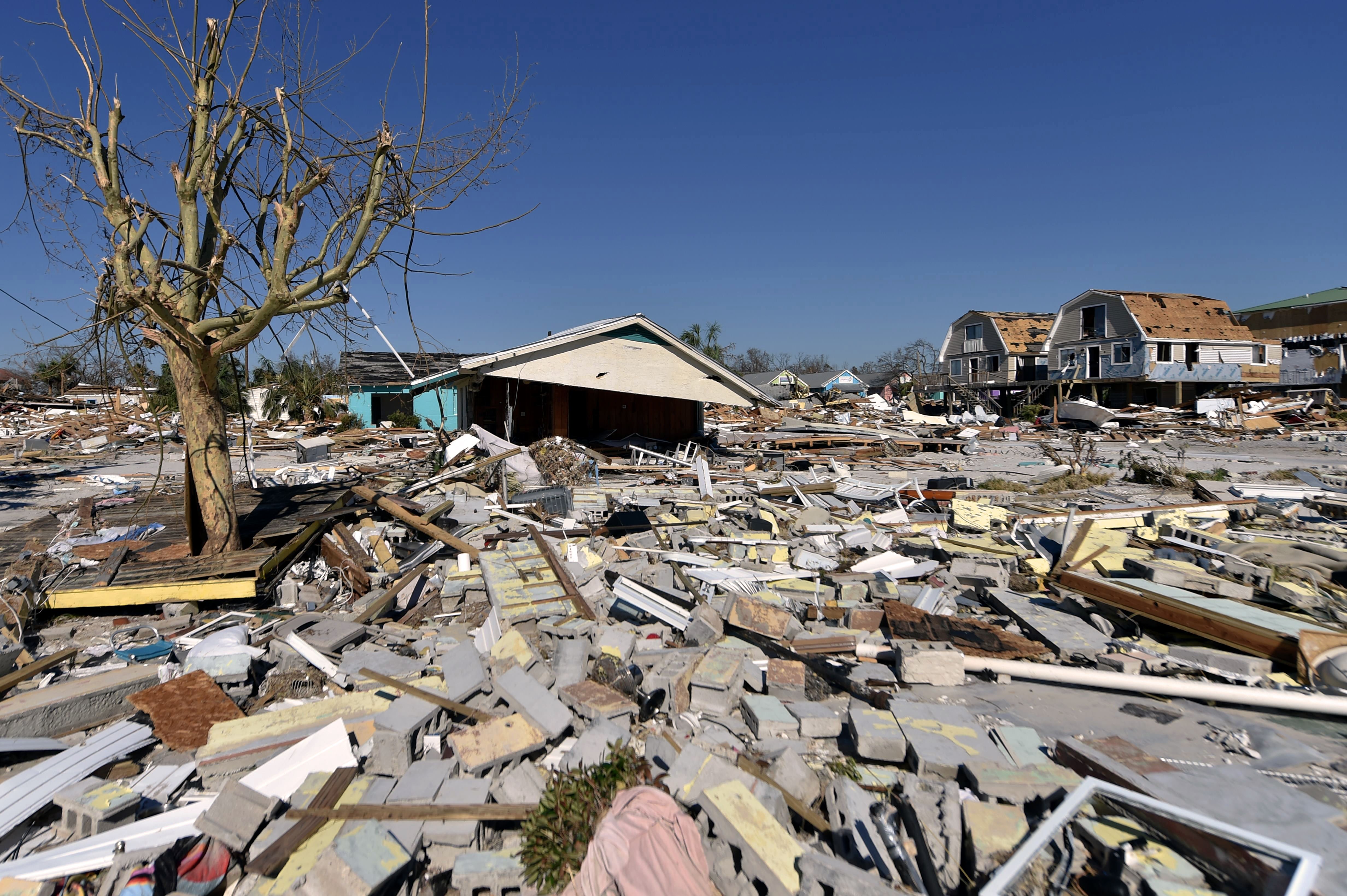 A view of the damaged caused by Hurricane Michael in Mexico Beach, Florida, on Saturday. 