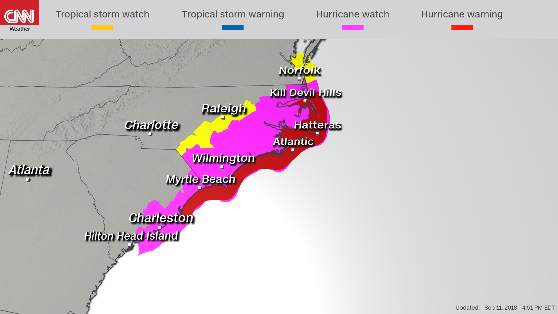 Hurricane warning issued along South Carolina and North Carolina coasts