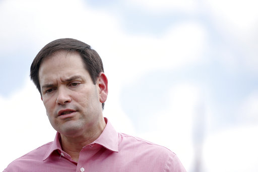 Sen. Marco Rubio speaks during a news conference in front of the Homestead Temporary Shelter for Unaccompanied Children, on Friday, June 22, 2018, in Homestead, Florida.