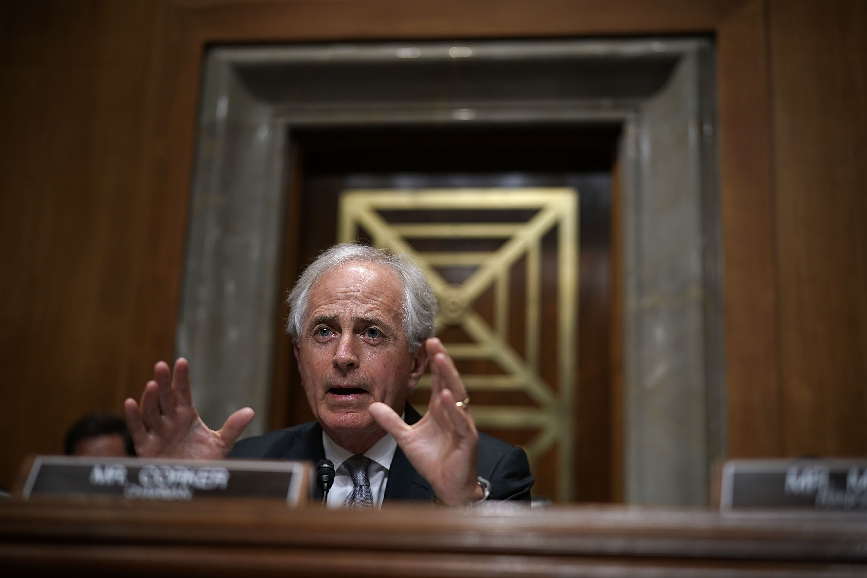 Committee chairman U.S. Sen. Bob Corker (R-TN) speaks during a hearing before Senate Foreign Relations Committee July 25, 2018 on Capitol Hill in Washington.