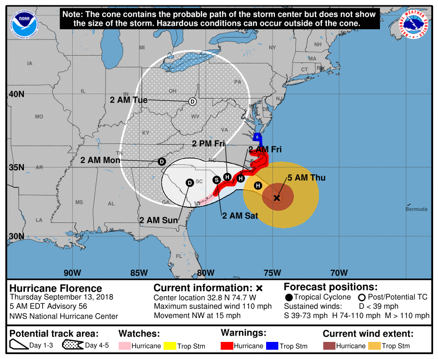 Here's the latest forecast from the National Hurricane Center