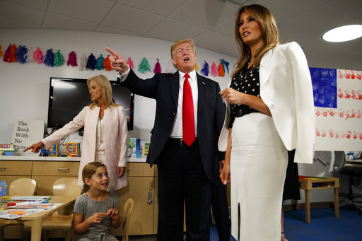 President Trump and first lady Melania Trump visit the Nationwide Children's Hospital on Aug. 24, 2018, in Columbus, Ohio. 