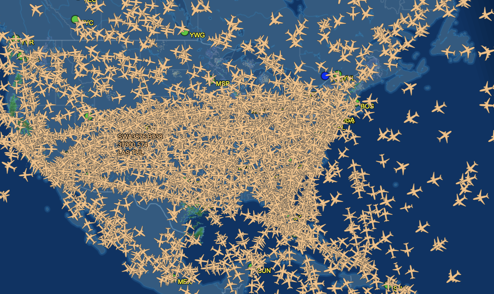 A Look At All The Planes Flying Over The US Right Now