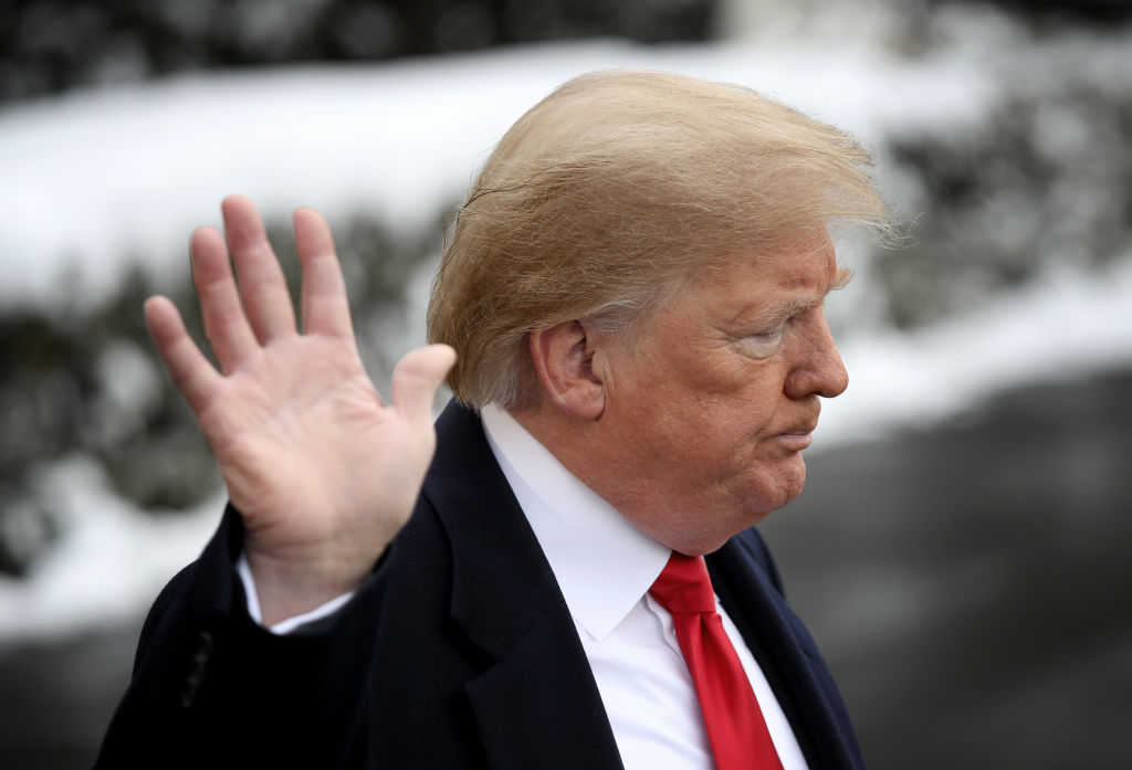 President Trump declines to answer a final question from the press as he departs the White House Jan. 14, 2019 in Washington, DC.