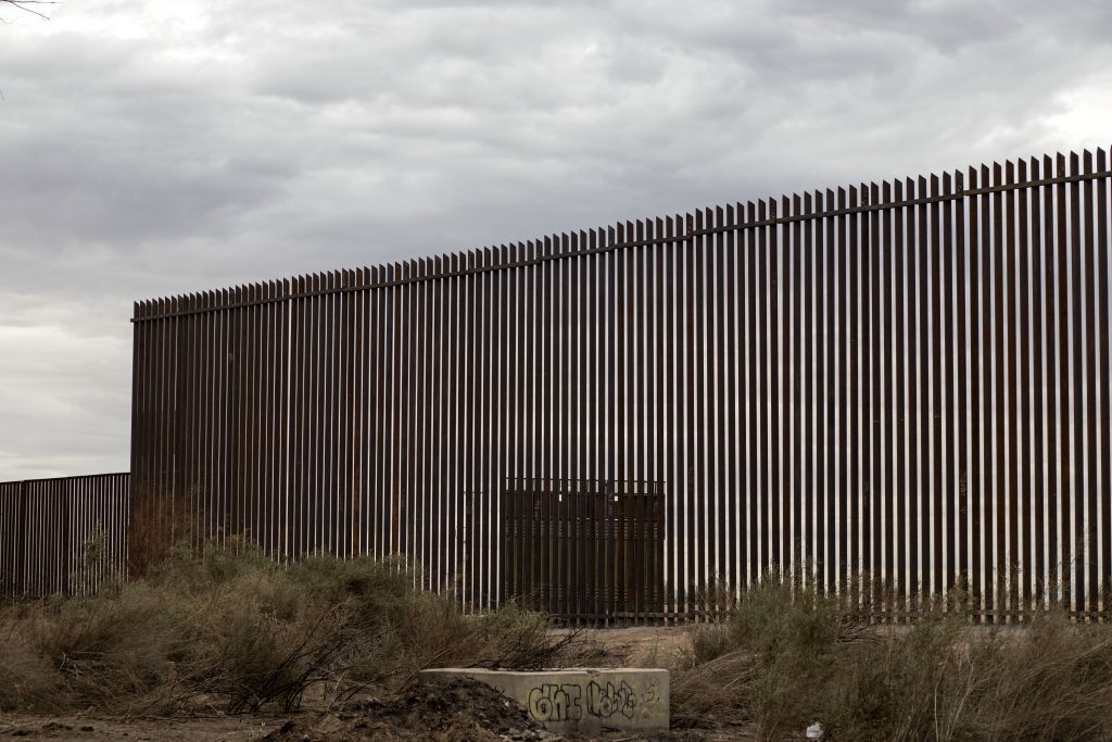 View of a section of the new border fence between Mexico and the US in Mexicali, Baja California state, Mexico on March 10, 2018. 