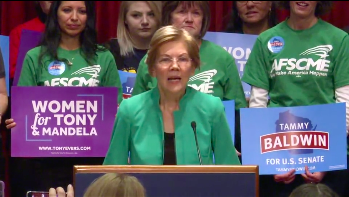 Elizabeth Warren Campaigns For Sen Tammy Baldwin In Wisconsin 