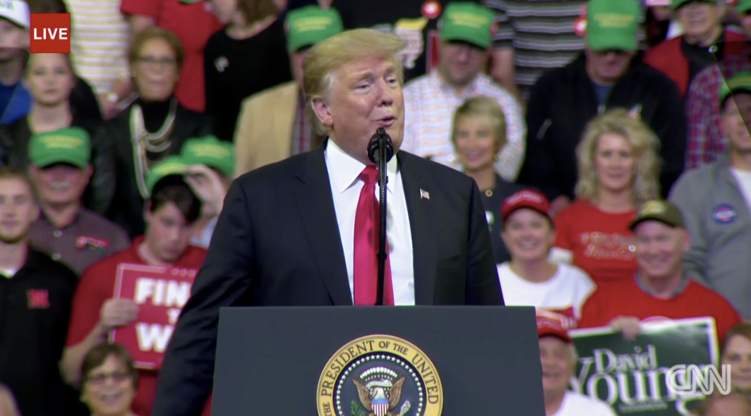 Live President Trump Holds Rally In Iowa 