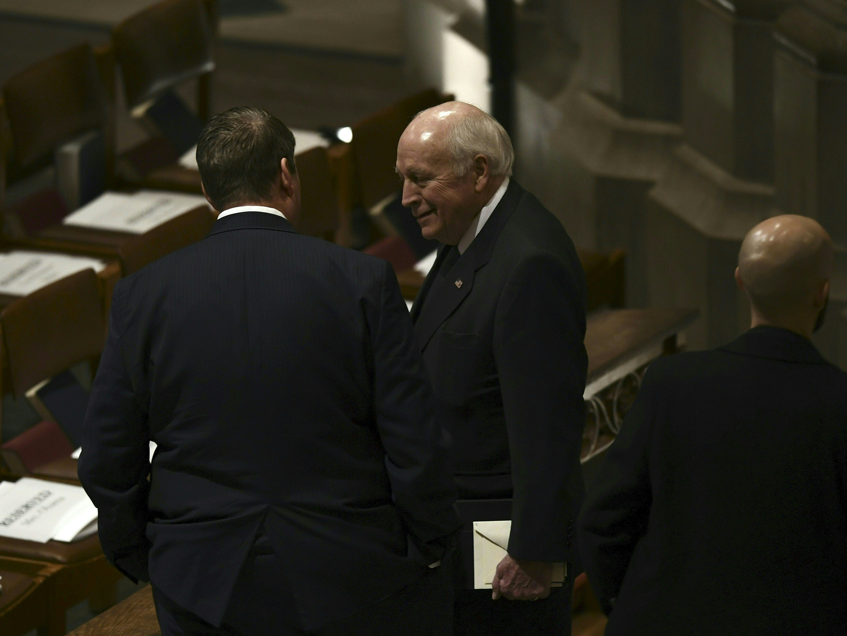 Former US Vice President Dick Cheney arrives for the funeral service for former US President George H.W. Bush at the National Cathedral in Washington.