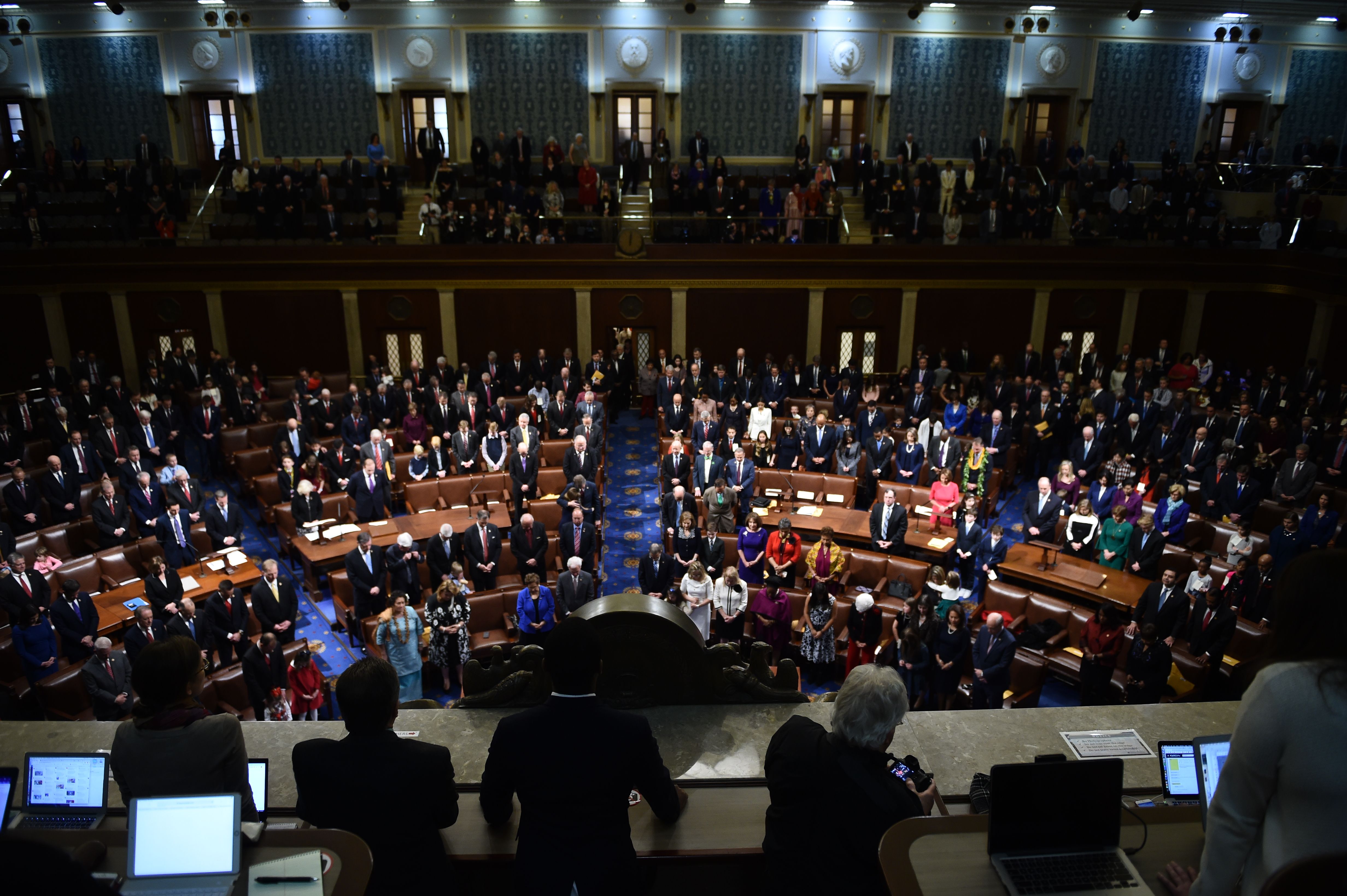 Members of Congress arrive before the start of the 116th Congress on January 3 