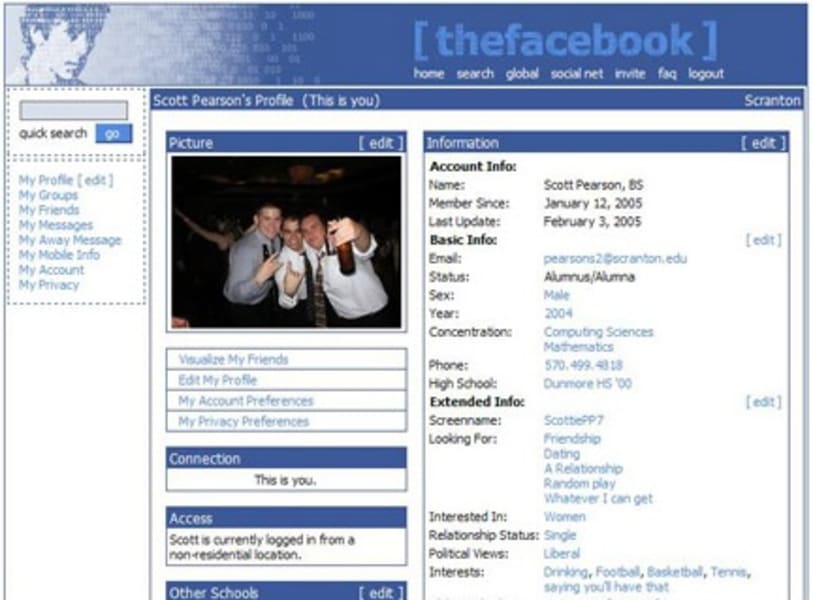 Facebook changes 2005