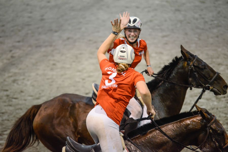 horseball equestrian gal orange