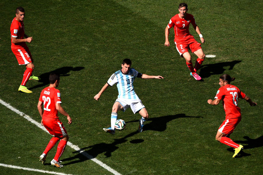 Messi surrounded