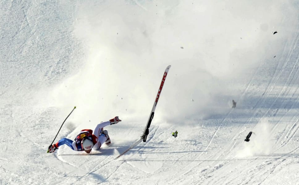 Swiss skier's spectacular accident.