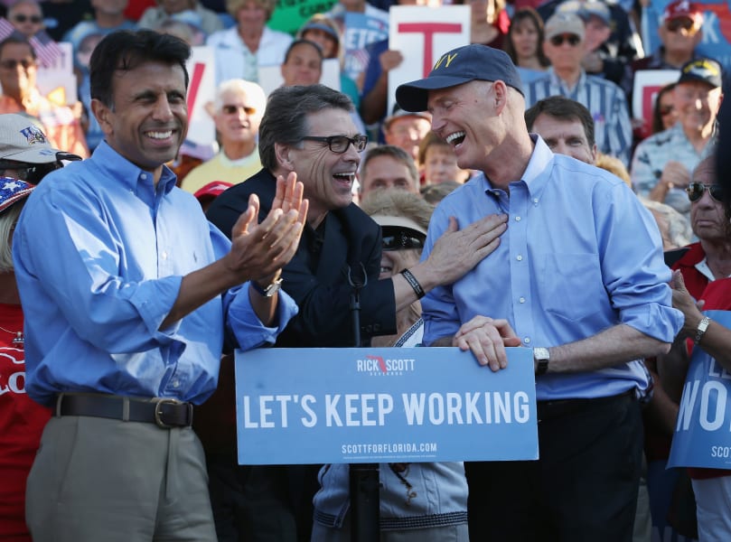 Jindal and Perry campaign for Rick Scott
