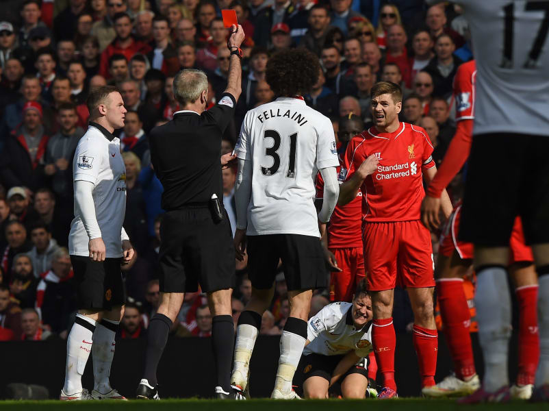 Gerrard Manchester United red card 2015