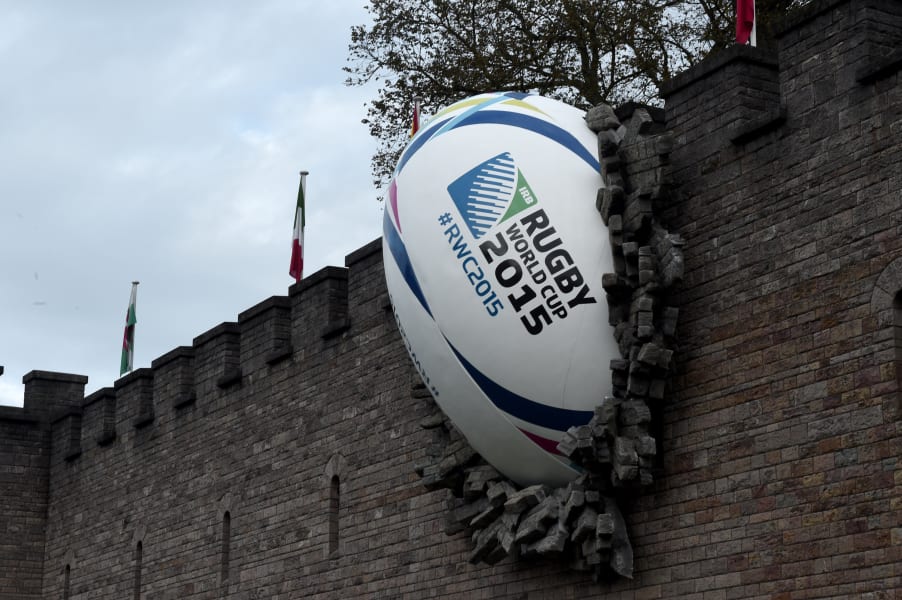 Rugby World Cup ball in Cardiff Castle