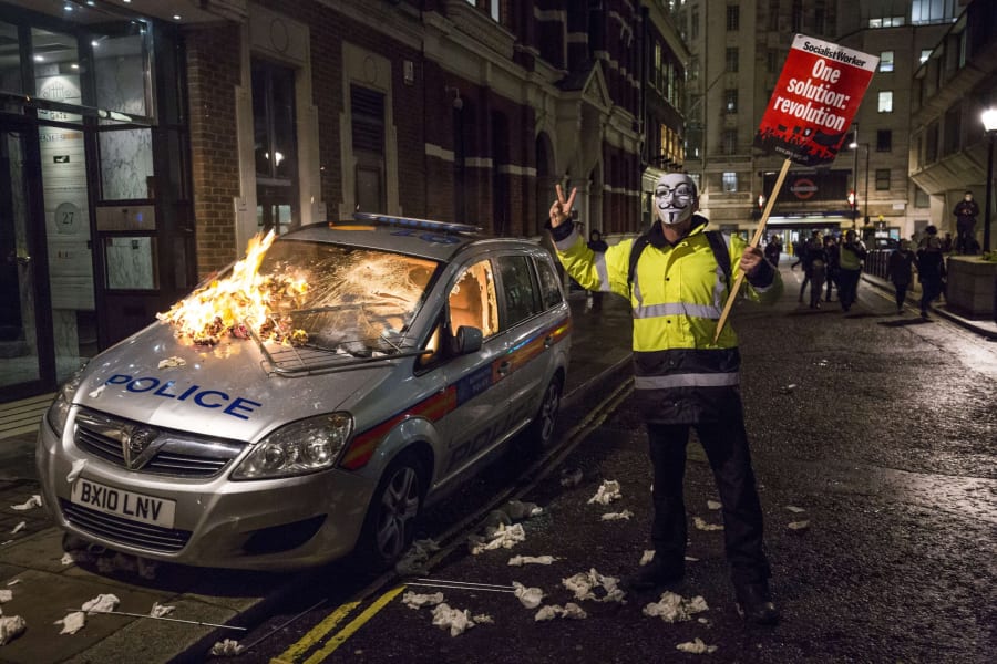 anonymous police car fire