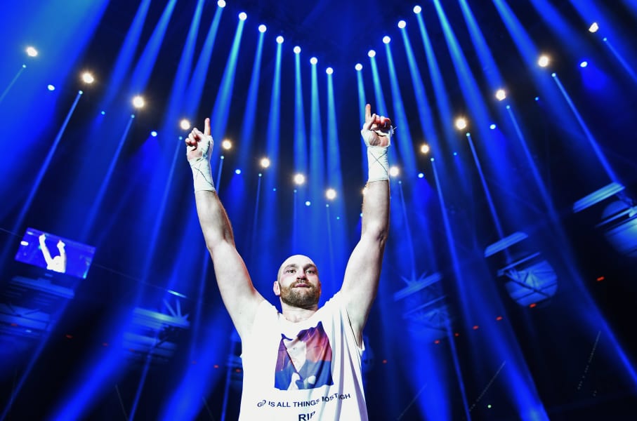 Tyson Fury celebrates Wladimir Klitschko 