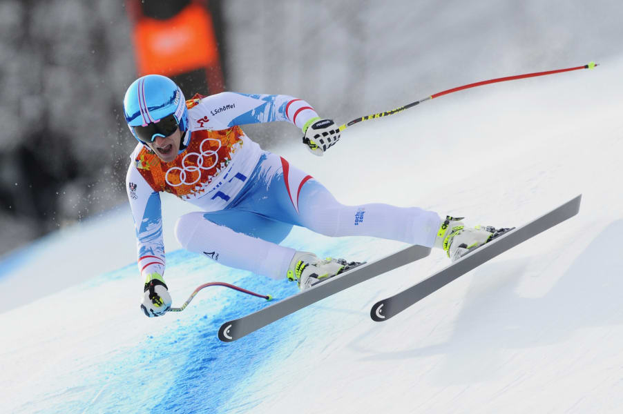 Matthias Mayer won the downhill at Rosa Khutor in the Sochi Olympics in 2014