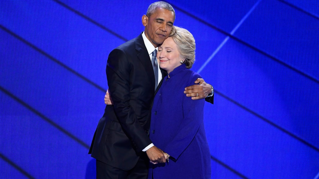 obama clinton hug DNC