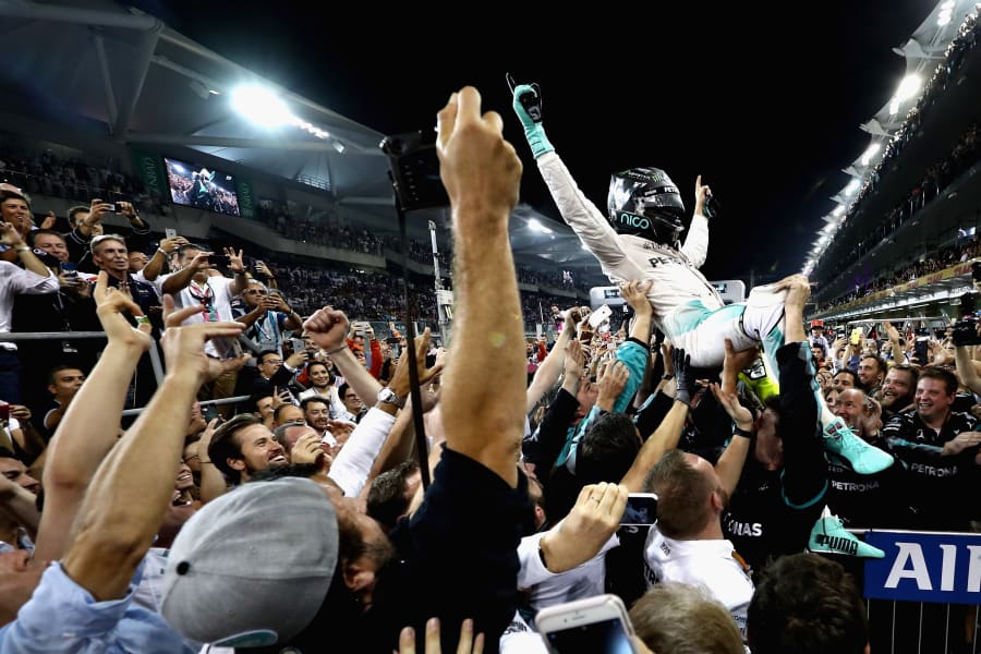 rosberg celebrates abu dhabi 