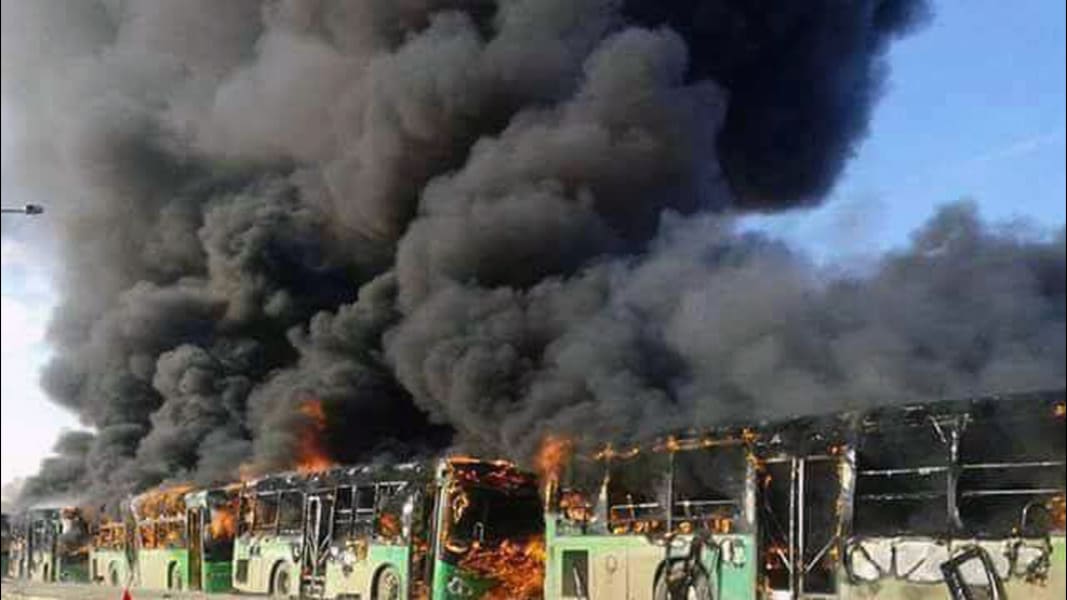 Aleppo Bus Burning 1218