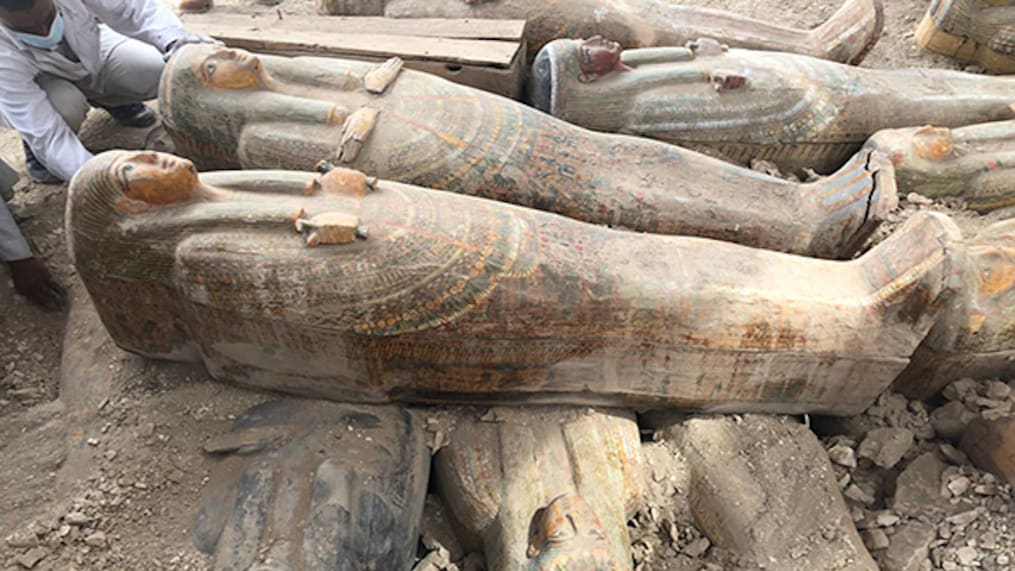 Intact engravings and surviving coloration show the coffins        to be well preserved, officials said. 