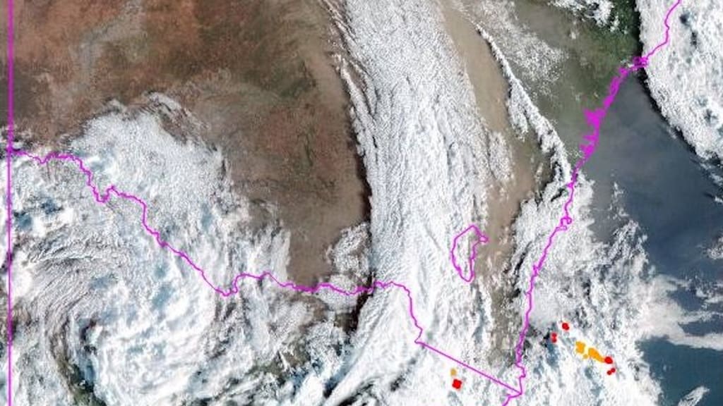 Satellite image from the Australia's Bureau of Meteorology shows a dust storm cloud over New South Wales