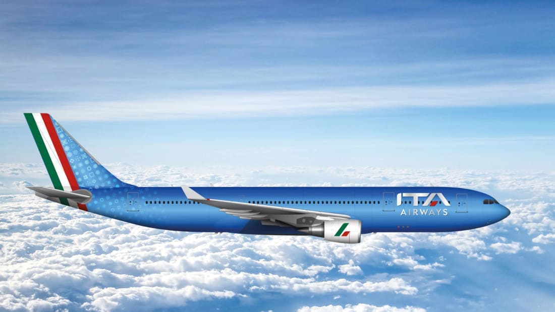 The new ITA Airways livery takes inspiration from Italy's 'azzuri.'