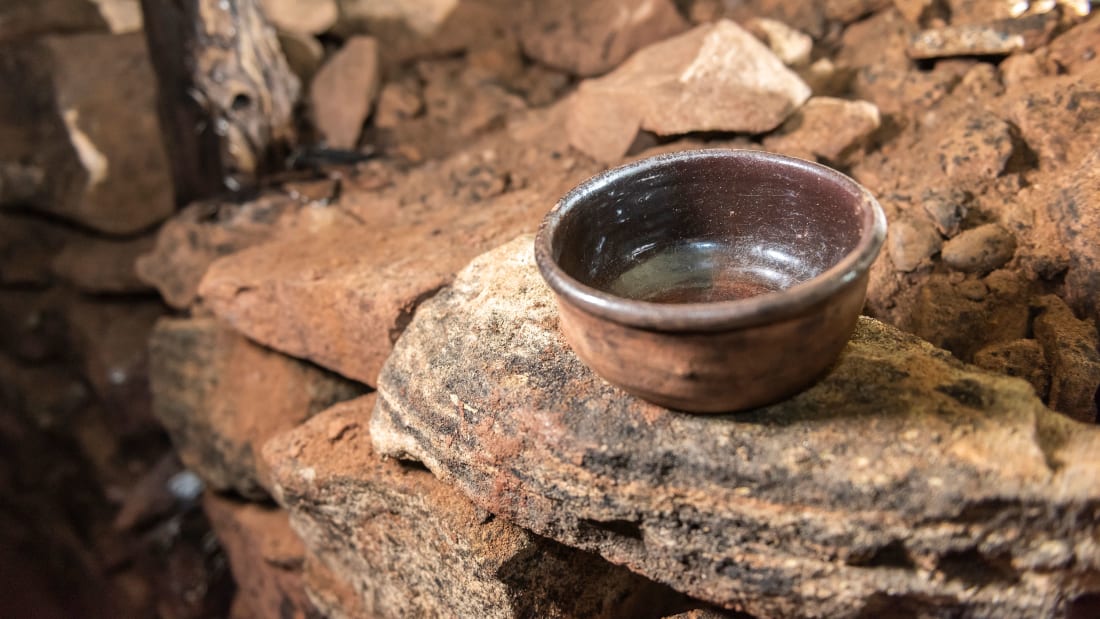 This clay bowl was discovered in a pristine cobalt mine found in Cheshire, northwest England in autumn 2021. 