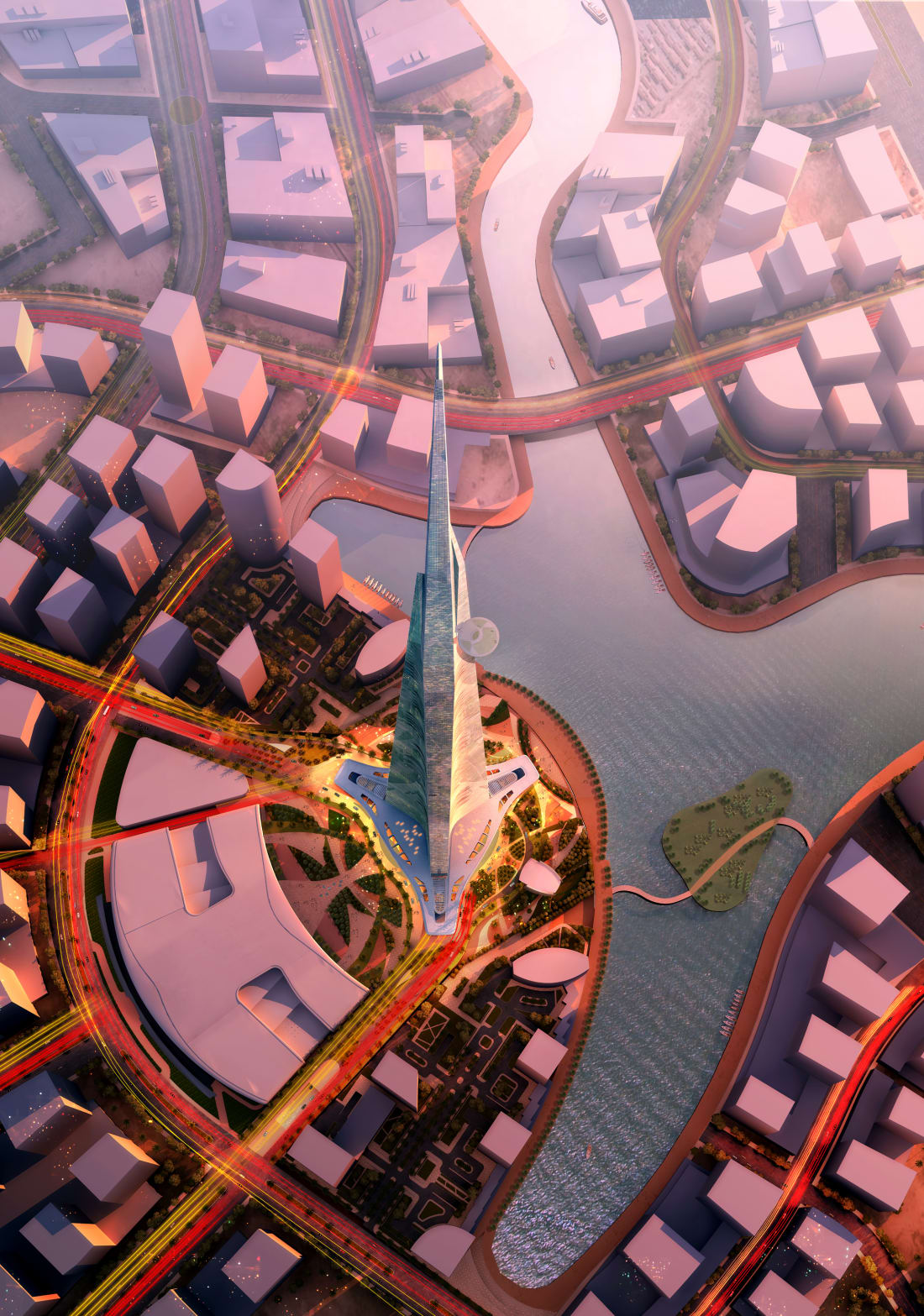 Saudi freedom tower aerial view