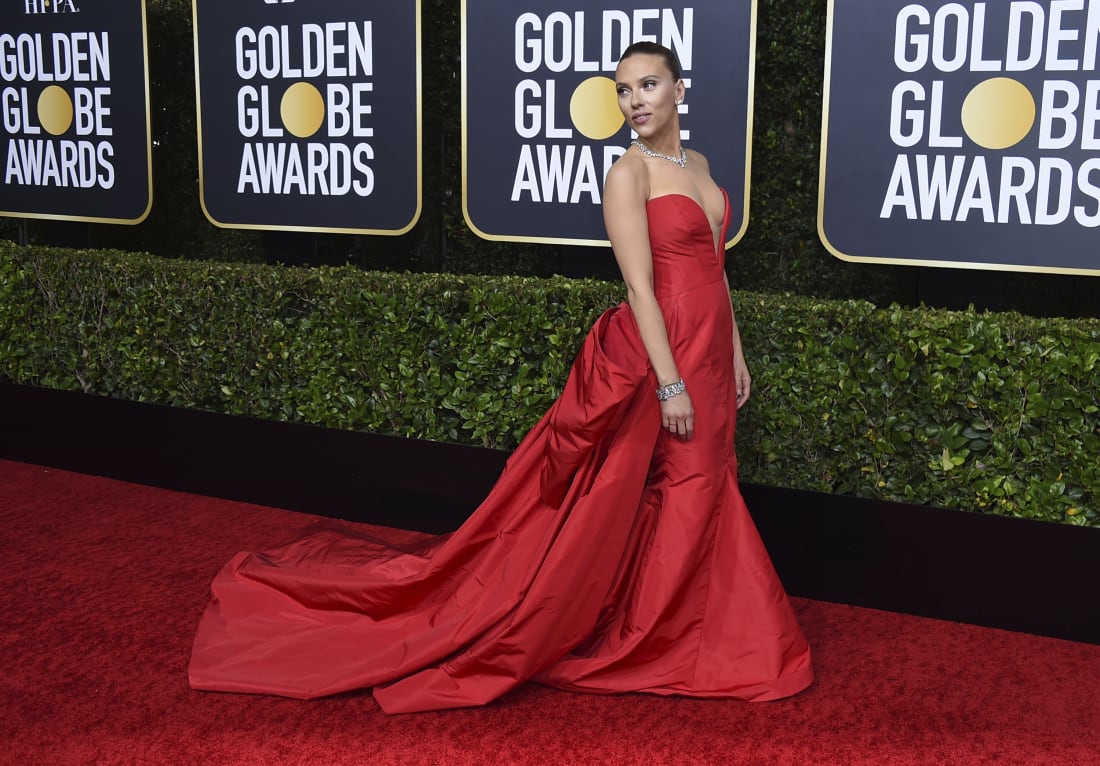 red slinky prom dress