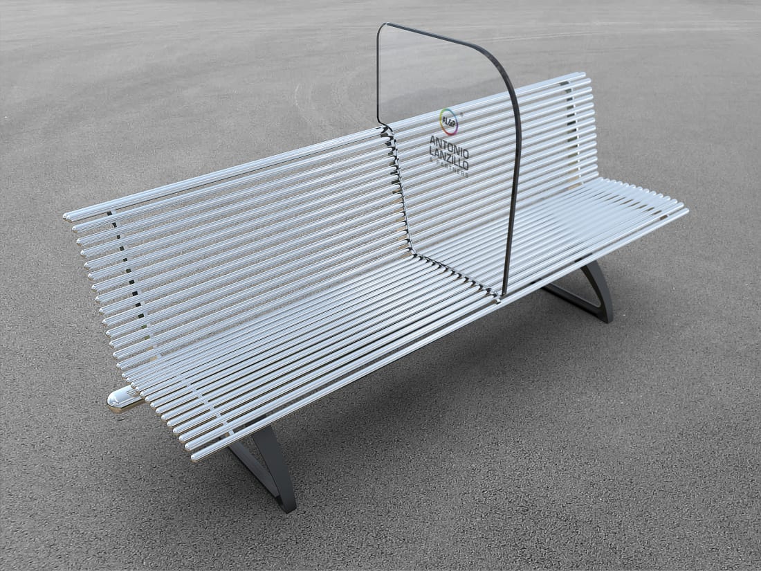 Milan-based architect Antonio Lanzillo has envisaged public benches equipped with plexiglass "shield" dividers.