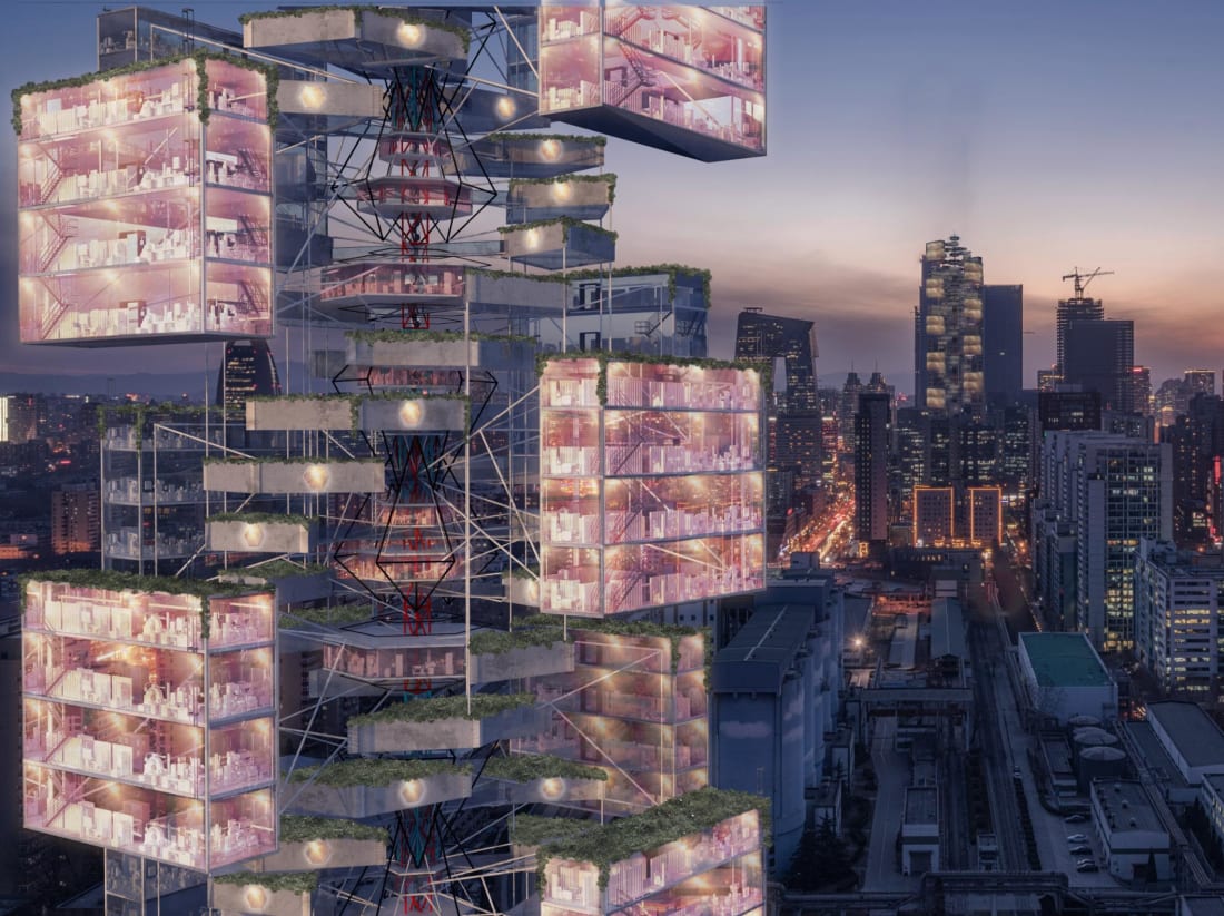 A recent skyscraper design competition was won by a prefabricated emergency healthcare tower dubbed "Epidemic Babel."