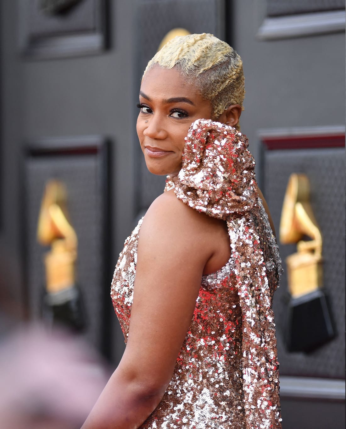 Tiffany Haddish donned a sequined gown to the event.
