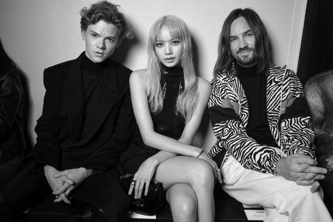 Pictured at the Celine front row was British actor Thomas Brodie-Sangster (left), Lisa Manobal of K-pop band Blackpink and musician Kevin Parker (right).