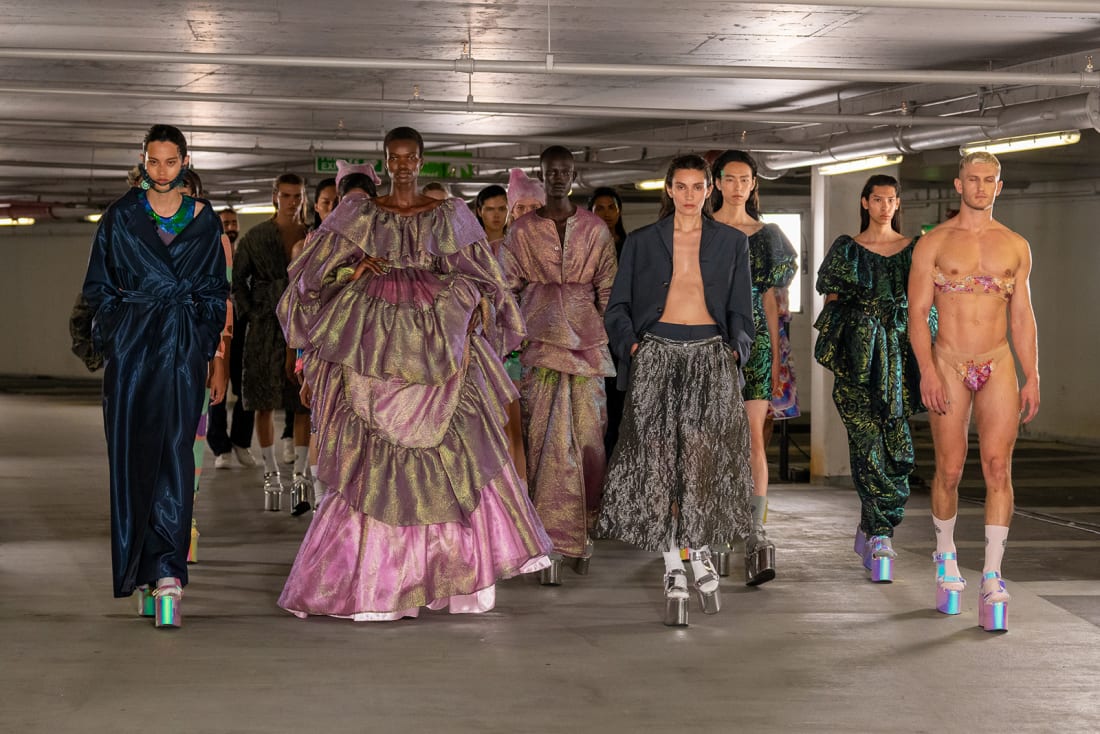 Edward Crutchley's iridescent collection was inspired by "the waters of change," according to its show notes.