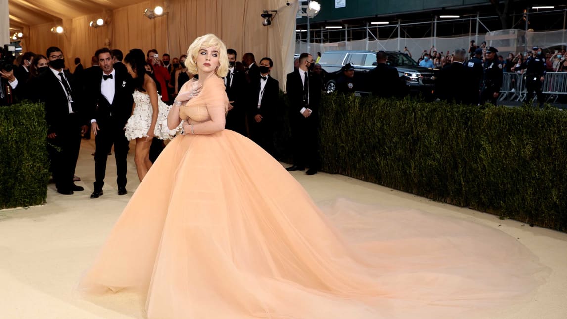 NEW YORK, NEW YORK - SEPTEMBER 13: Billie Eilish attends The 2021 Met Gala Celebrating In America: A Lexicon Of Fashion at Metropolitan Museum of Art on September 13, 2021 in New York City. (Photo by Dimitrios Kambouris/Getty Images for The Met Museum/Vogue )