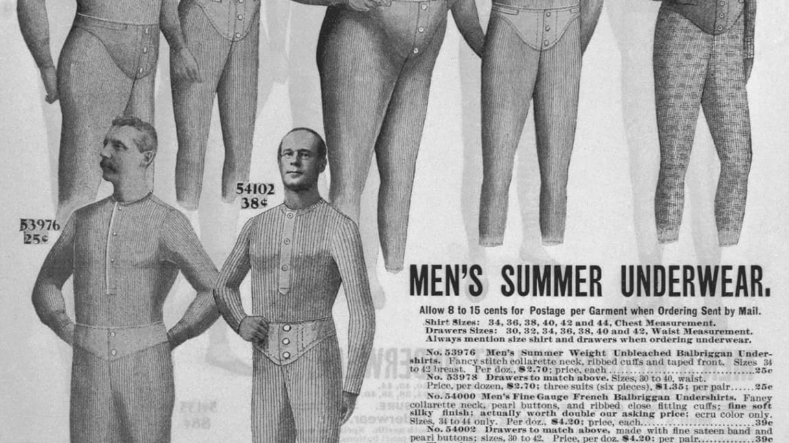 (Original Caption) Page of Sear's catalogue, advertising men's summer underwear. Undated. BPA#2 5097, 5098