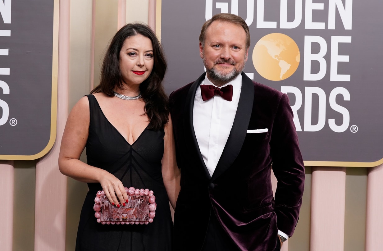 Movie critic Karina Longworth with her husband Rian Johnson, who wrote, directed and co-produced "Glass Onion: A Knives Out Mystery."