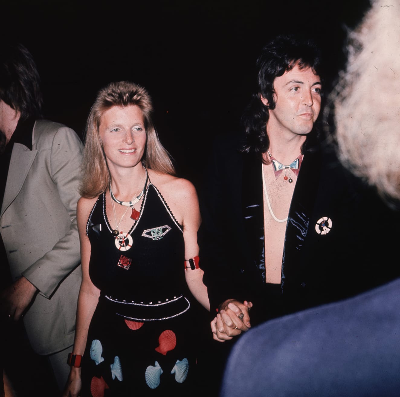 A red carpet look to remember: At the 1973 premiere of "Live And Let Die," for which McCartney's band Wings provided the title song, the singer donned a suit jacket -- no shirt -- and wore a necklace-turned-bow-tie instead of the real thing.