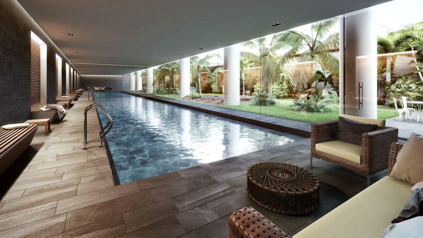 Planned amenities include a pool and an underground garden that features simulated natural light.